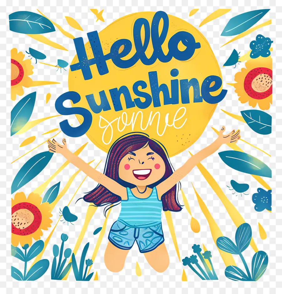 Hola Sunshine，Niña Saltando PNG