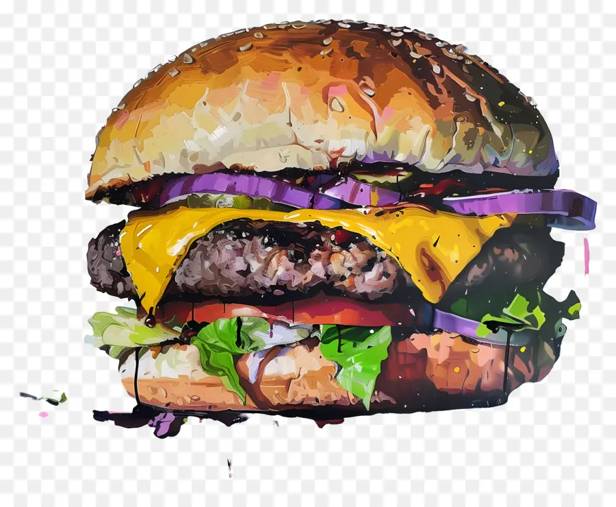 Pintura Al óleo，Hamburguesa PNG