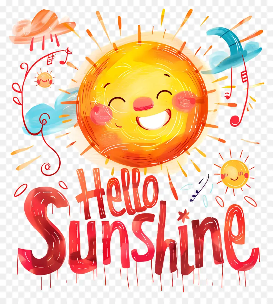 Hola Sunshine，Ilustración Acuarela PNG