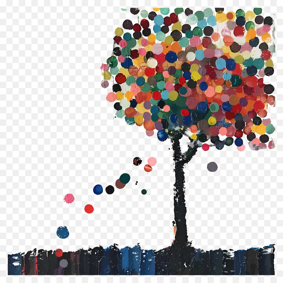 Pintura Al óleo，árbol Colorido PNG