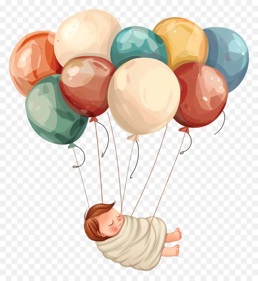 Recién Nacido，Bebe Con Globos PNG