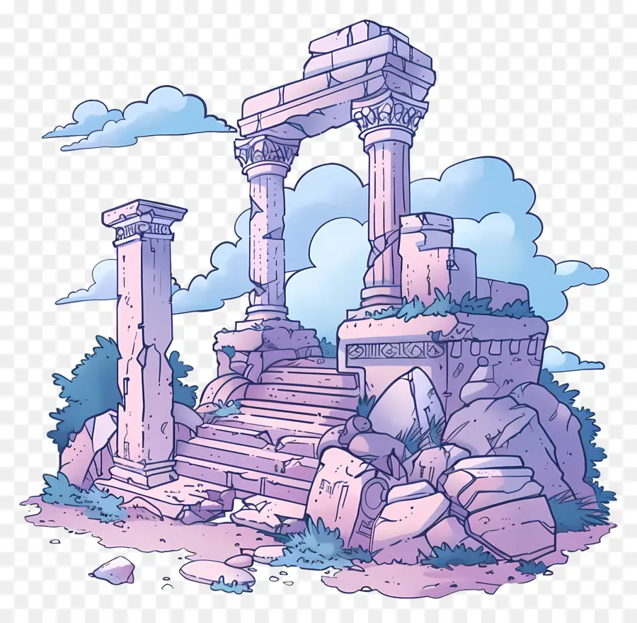 Las Antiguas Ruinas，Columnas De Piedra PNG