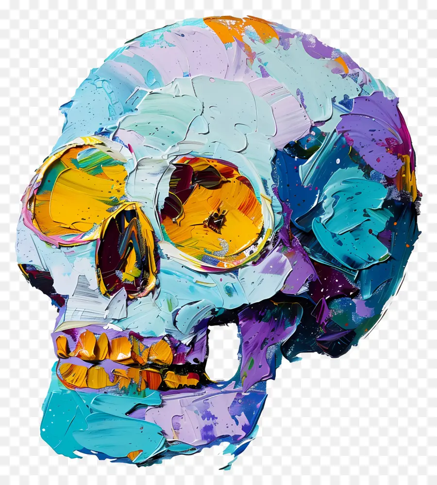 Pintura Al óleo，Calavera Colorida PNG