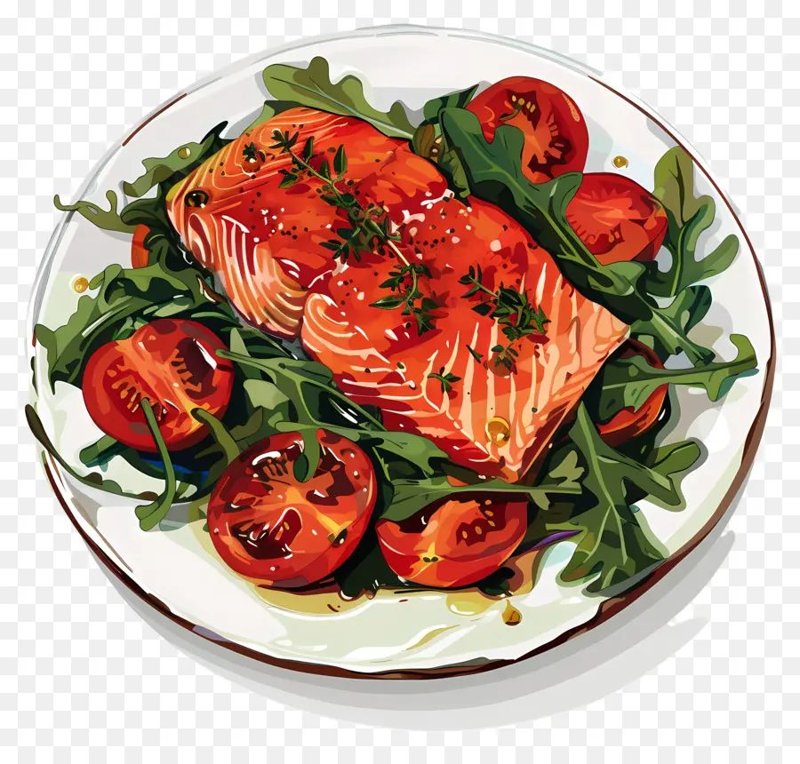 Ensalada De Salmón，Salmón PNG