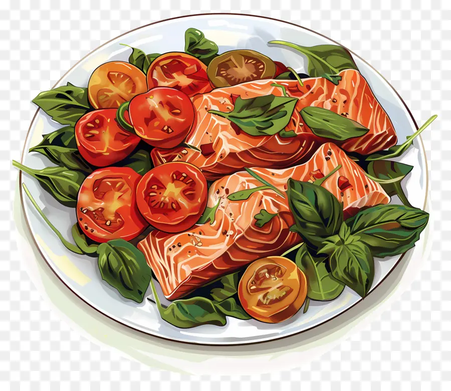 Ensalada De Salmón，Plato De Salmón PNG