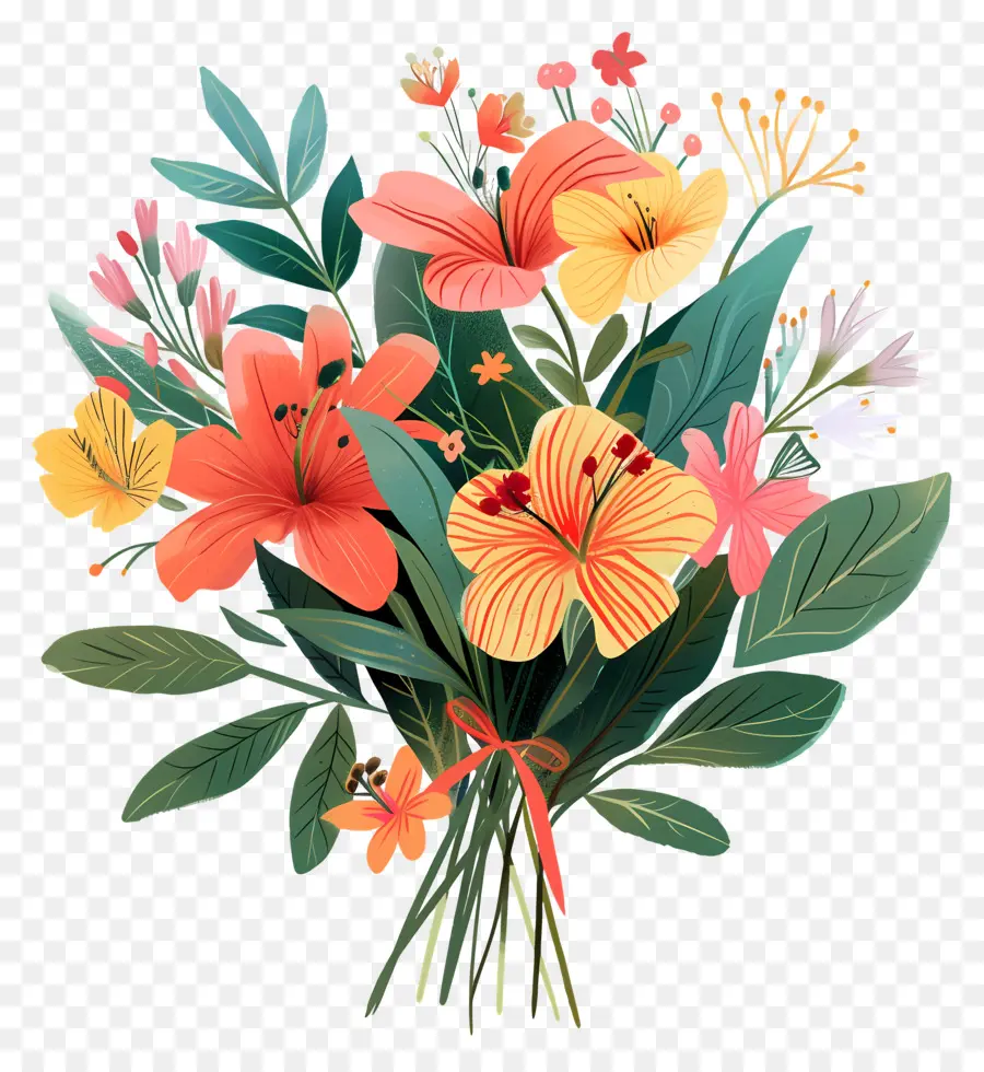 Ramo，Flores De Color Naranja PNG