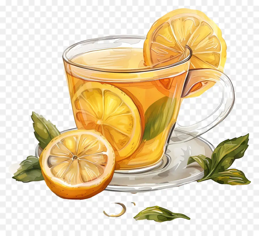 Té De Limón，Vaso De Vidrio PNG