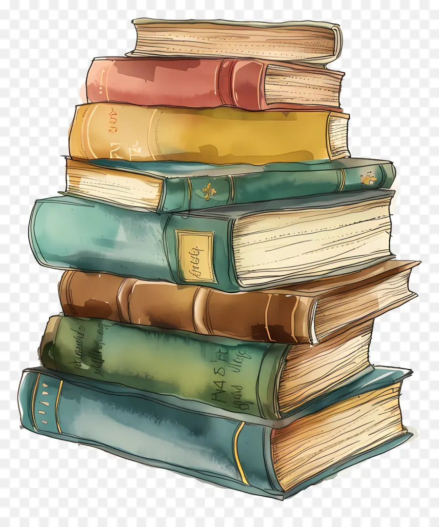 Pila De Libros，Libros Antiguos PNG