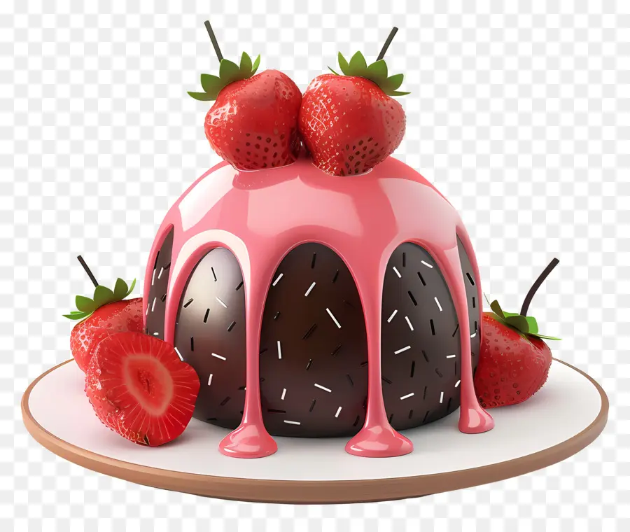 Pastel De Lava De Fresa，Pastel De Chocolate PNG