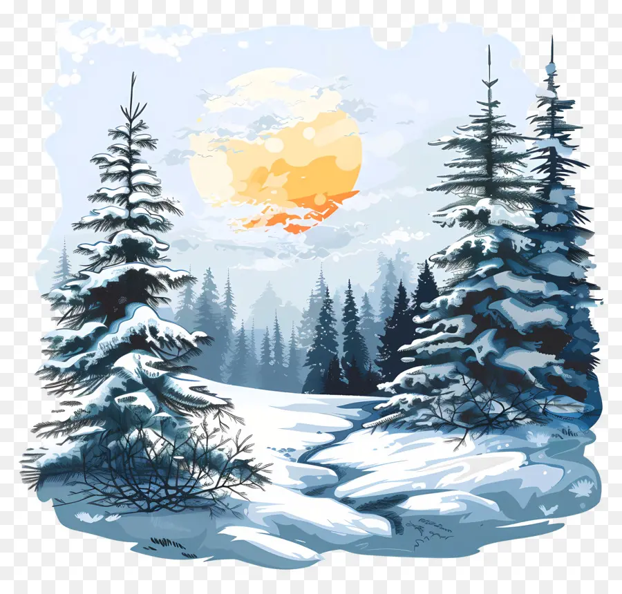 Mañana De Invierno，Paisaje De Invierno PNG