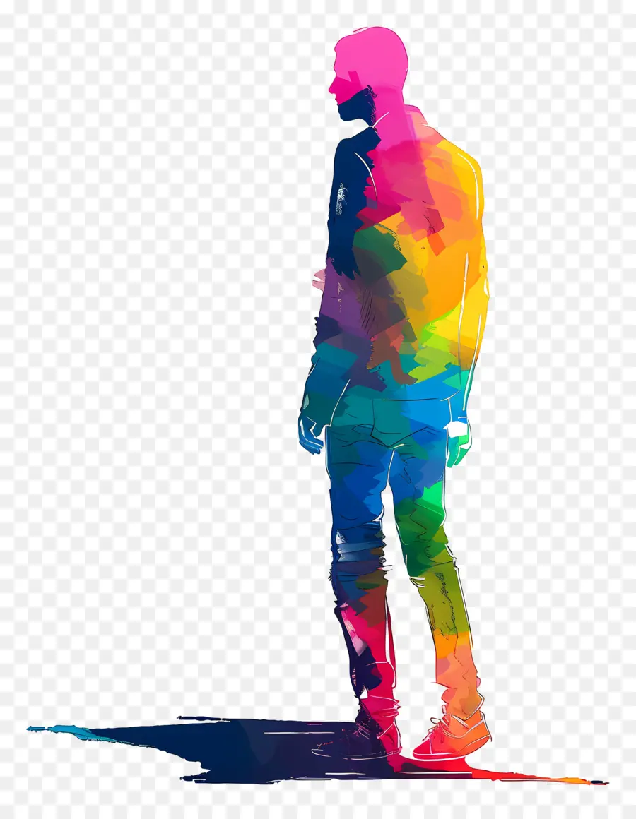 Silueta De Hombre，Pintura Colorida PNG