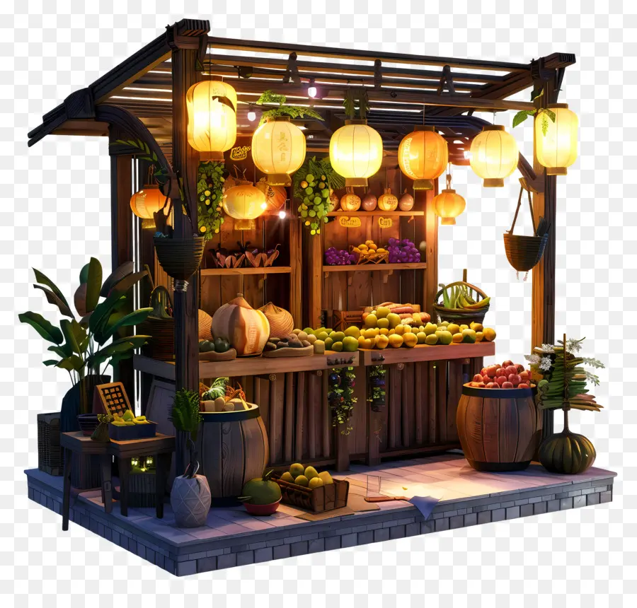 Mercado De La Noche，Puesto De Frutas PNG