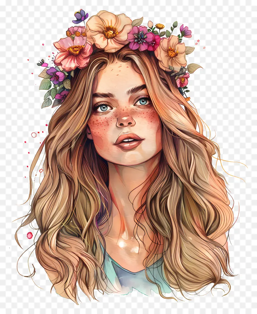 Las Coronas De Flores，Cabello Largo Y Rubio PNG