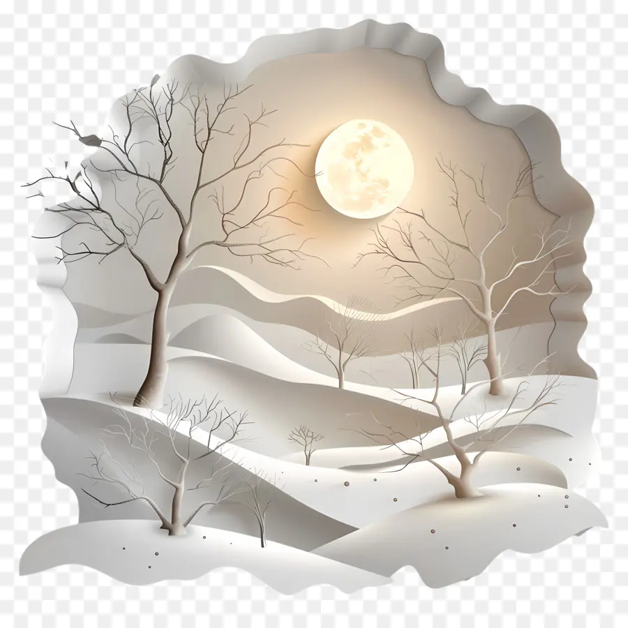 Noche De Invierno，Paisaje De Invierno PNG