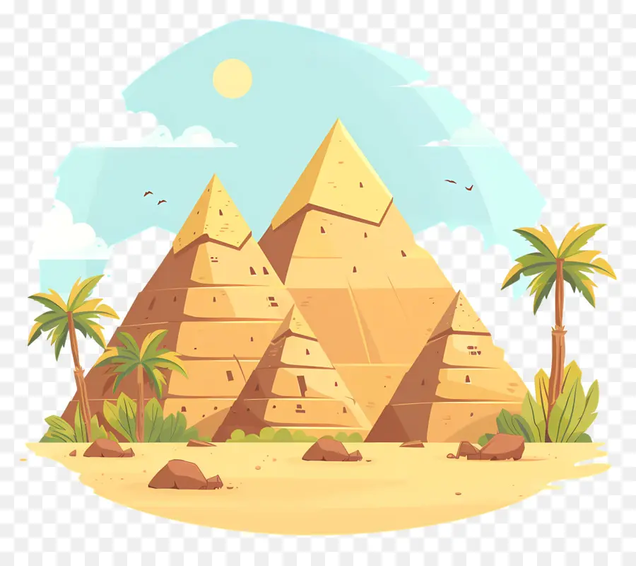 Las Pirámides De Giza，Escena Del Desierto De Dibujos Animados PNG