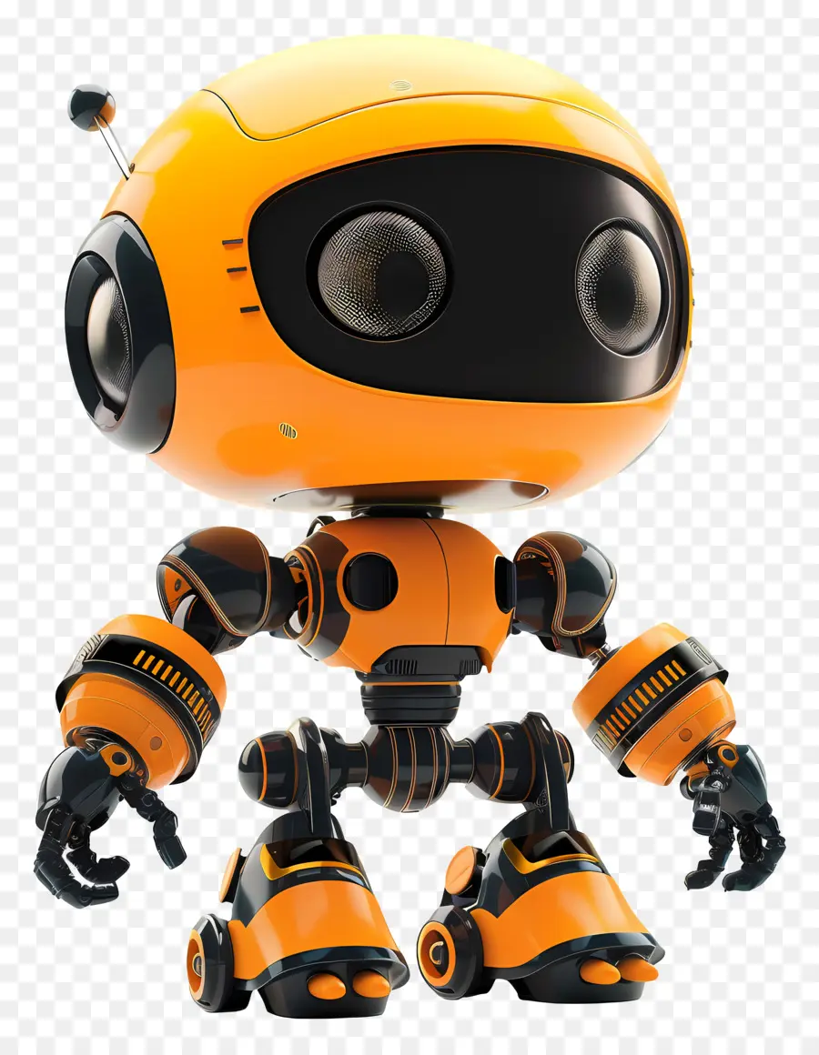 Robots En 3d，Robot Naranja PNG