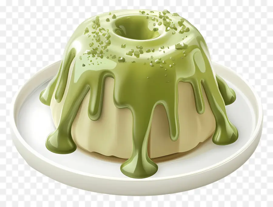 Pastel De Lava Matcha，Postre De Gelatina Verde PNG