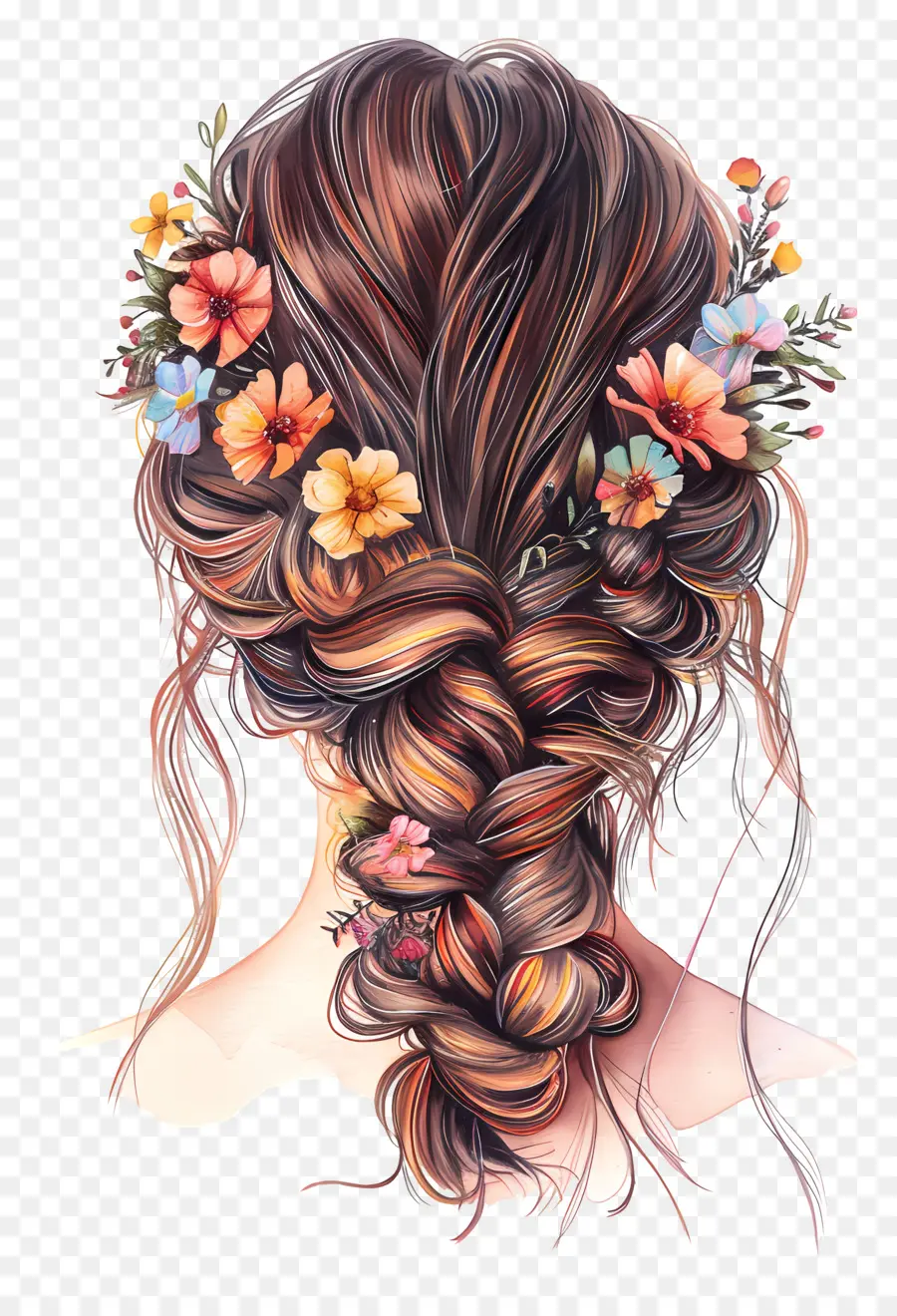 Estilo De Pelo，Cabello Trenzado Con Flores PNG