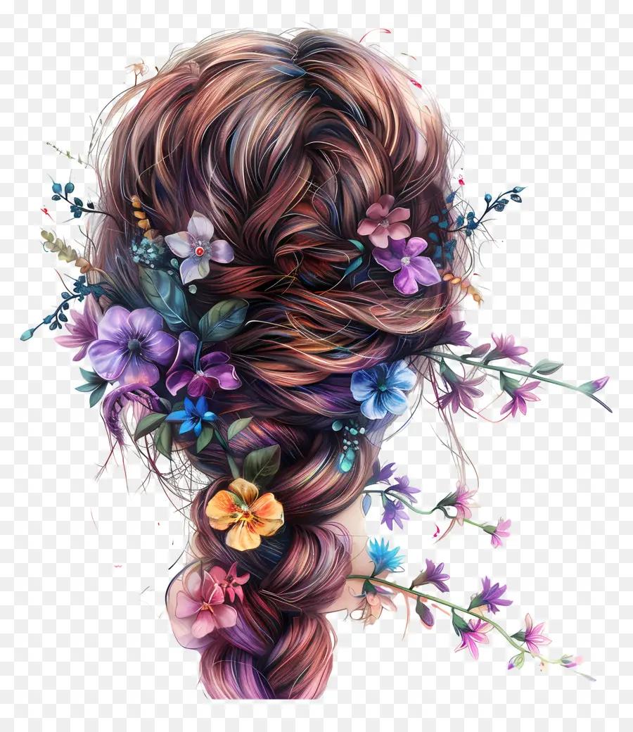 Estilo De Pelo，Cabello Trenzado Con Flores PNG