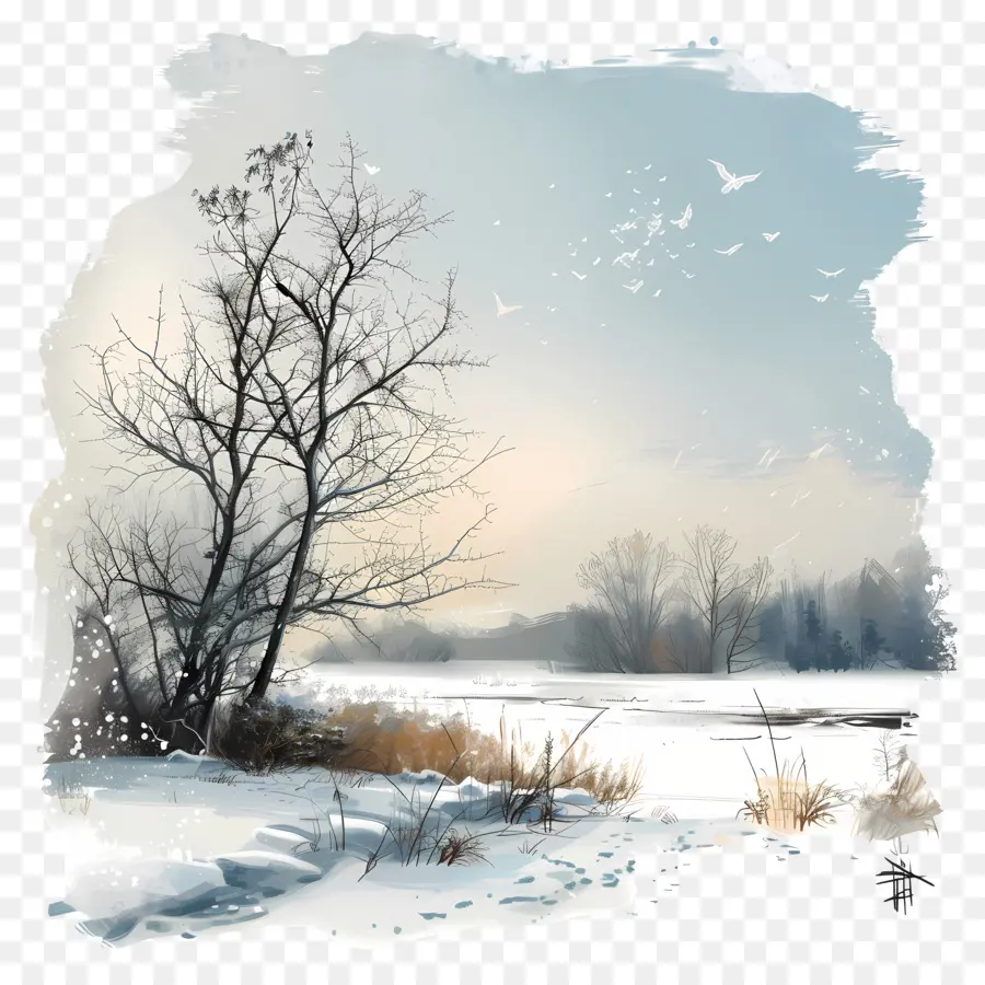 Mañana De Invierno，Paisaje De Invierno PNG