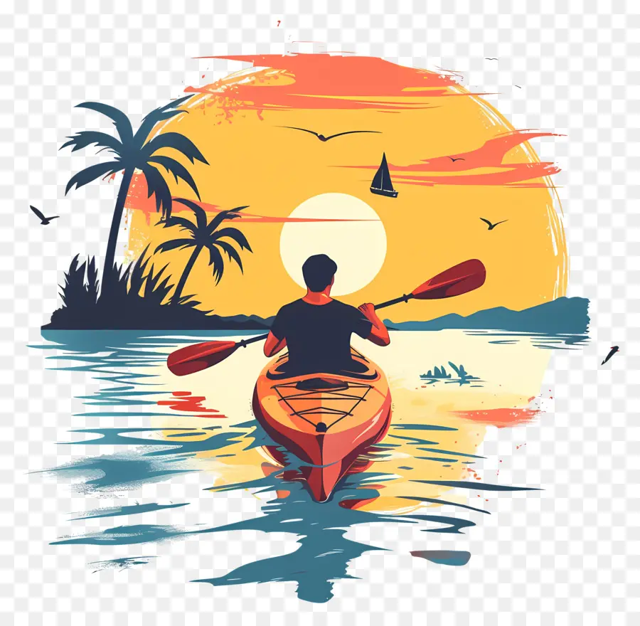 Kayak，Atardecer PNG