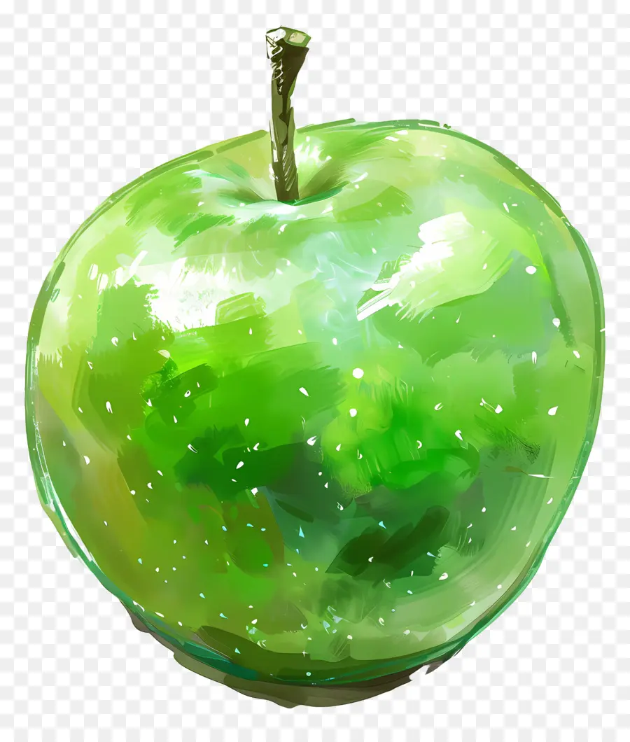 Manzana Verde，Pintura A La Acuarela PNG