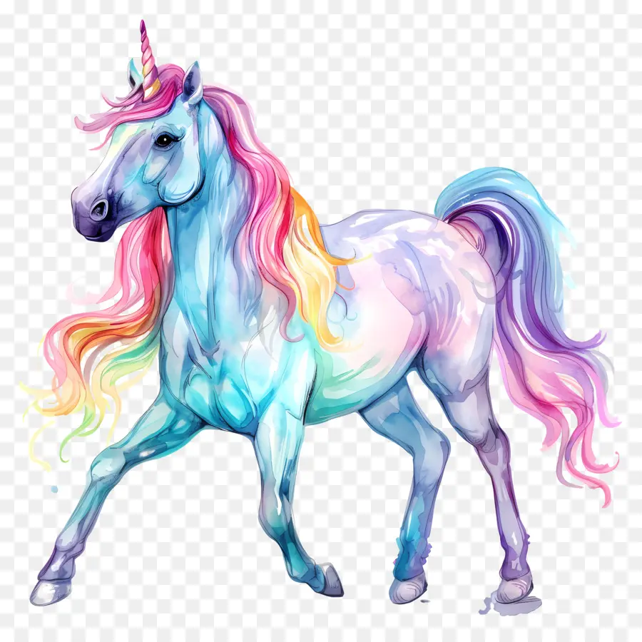 Unicornio，Pintura A La Acuarela PNG