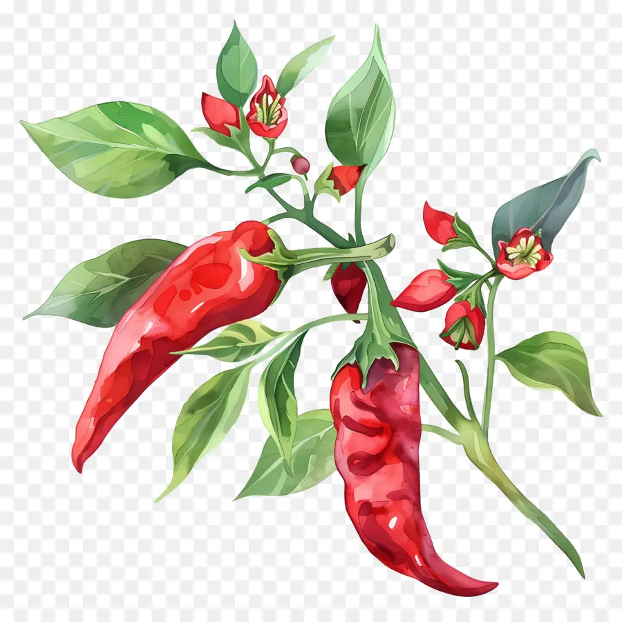 Chilli Pepper，Ilustración Acuarela PNG