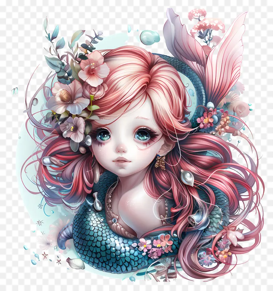 Sirena，El Pelo Rojo PNG