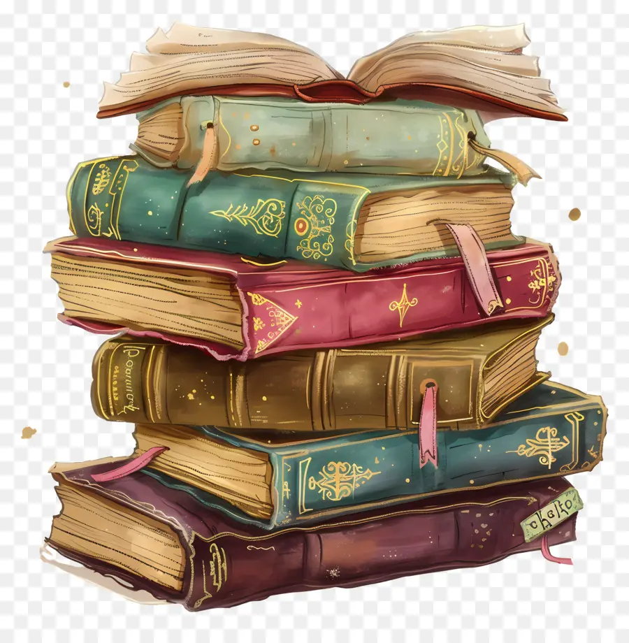 Pila De Libros，Libros Antiguos PNG