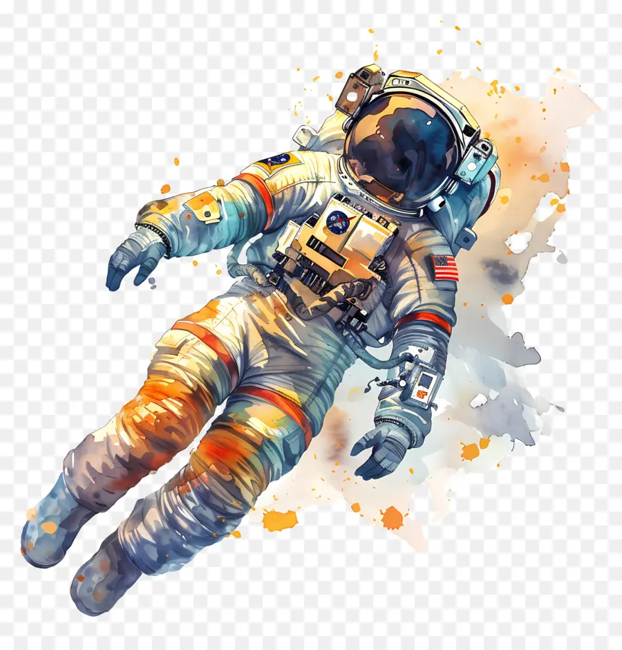Cosmonaut，Ilustración Acuarela PNG