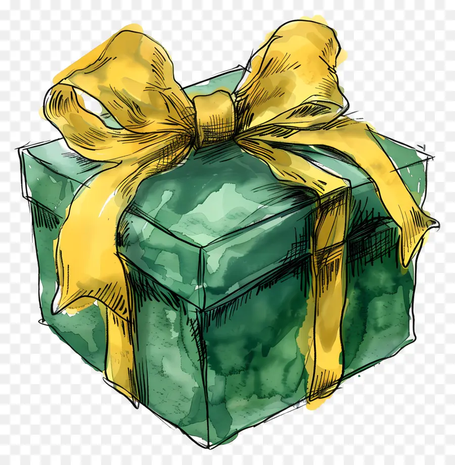 Verde De La Caja De Regalo，Caja De Regalo PNG