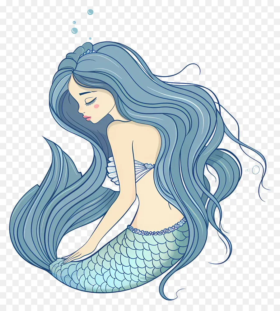 Sirena，Sirena De Pelo Azul PNG