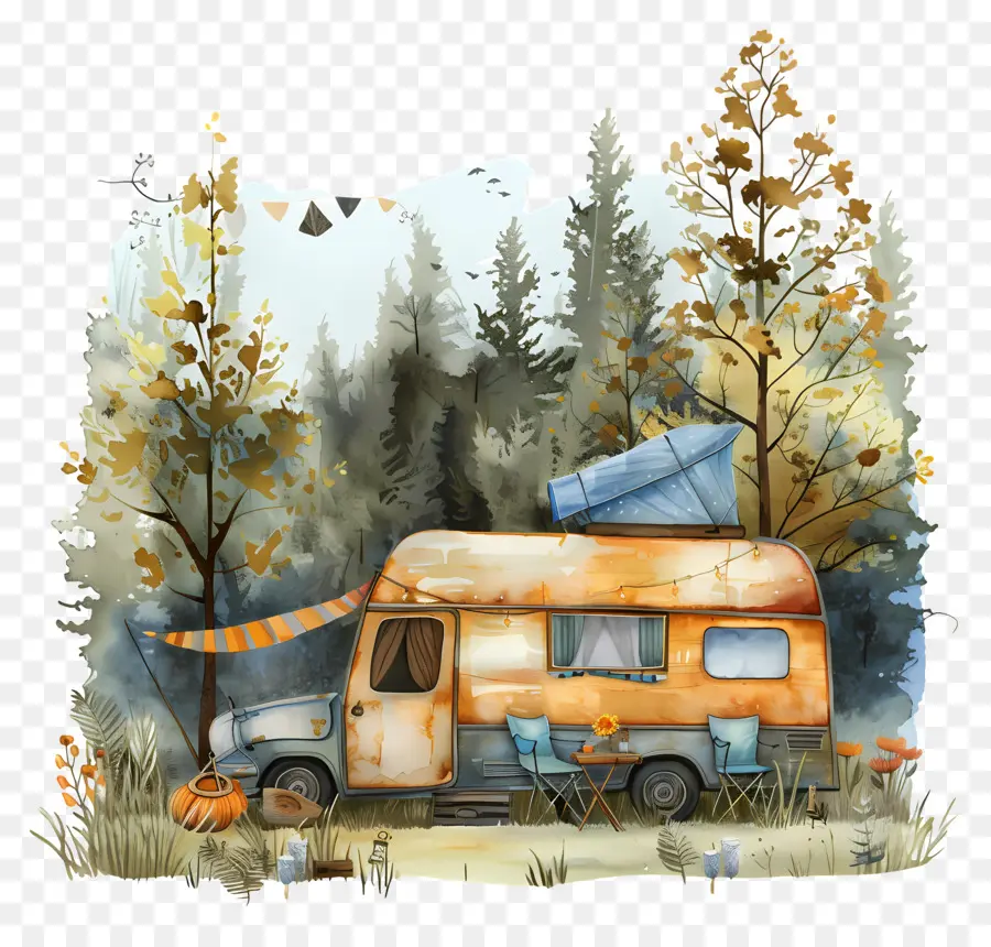 Escena De Campamento，Camper PNG