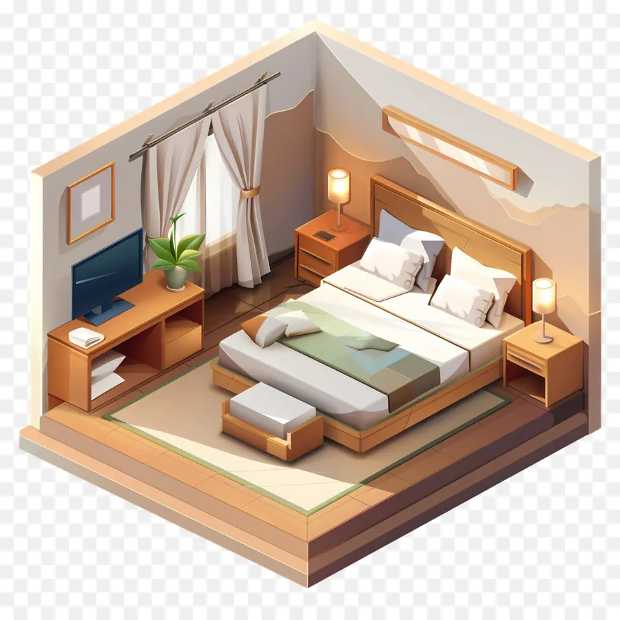 Habitación De Hotel，Dormitorio PNG