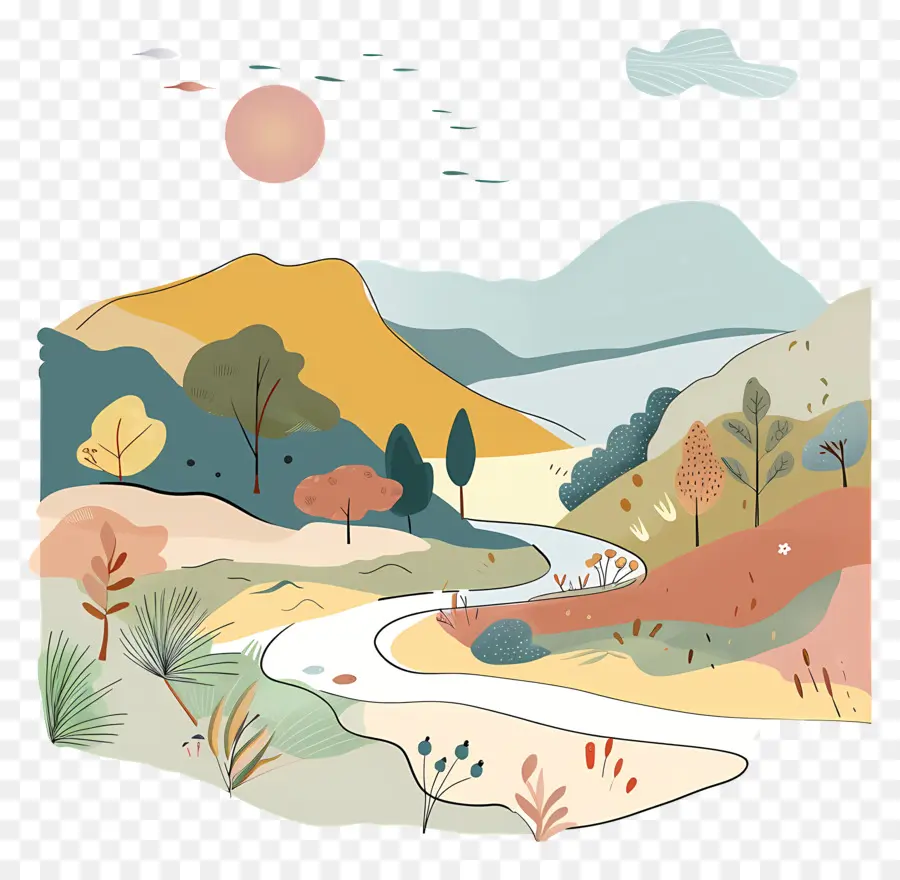 Paisaje De Naturaleza，Montañas Coloridas PNG