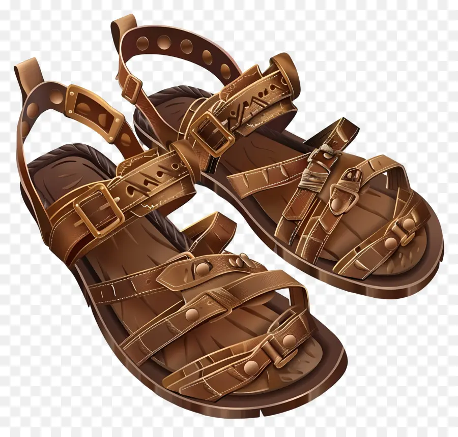 Sandalias De Gladiador，Sandalias Marrón PNG