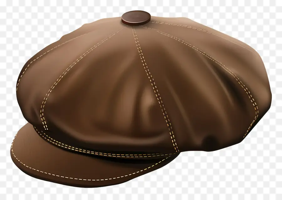 Gorra Newsboy，Tapa De Cuero Marrón PNG