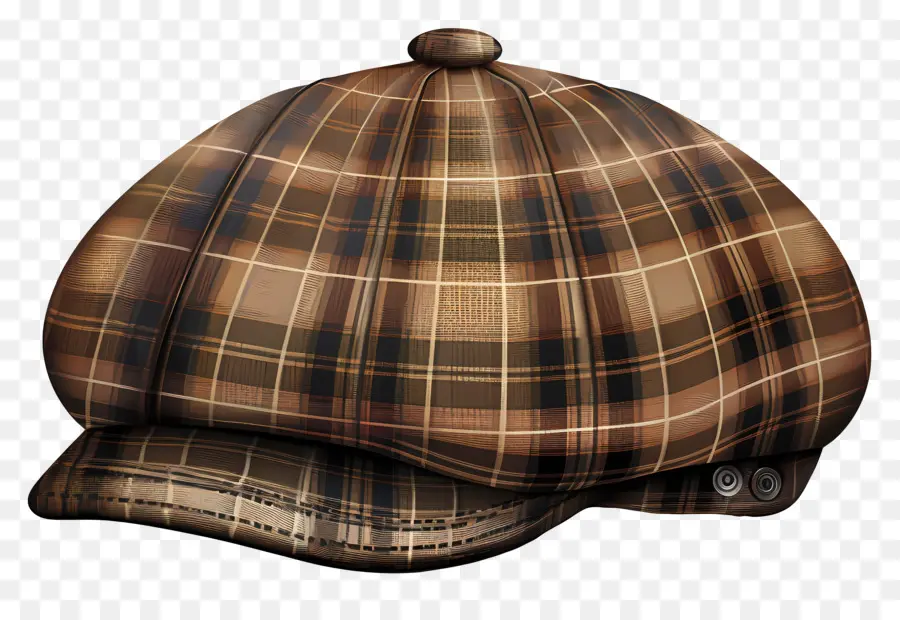 Gorra Newsboy，Tapa A Cuadros Marrones PNG