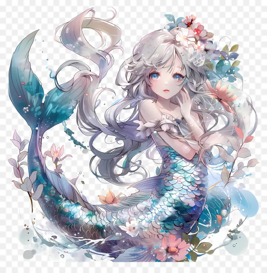 Sirena，Sirena Blanca Y Plateada PNG