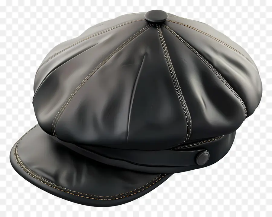 Gorra Newsboy，Gorra De Cuero Negro PNG