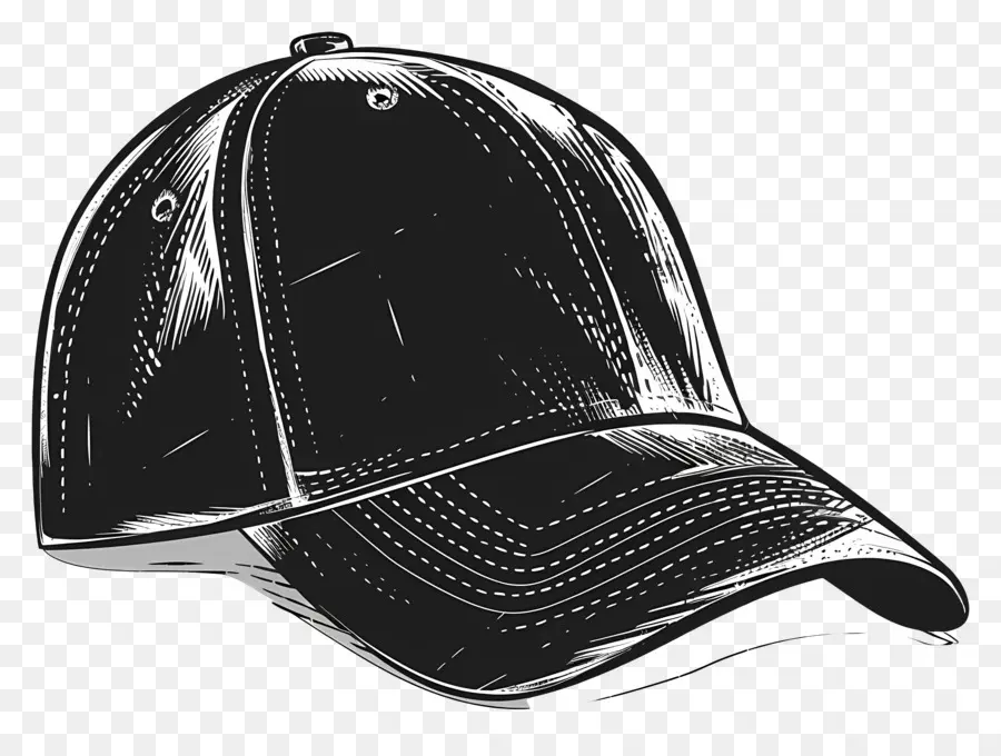 Gorra De Béisbol，En Blanco Y Negro PNG