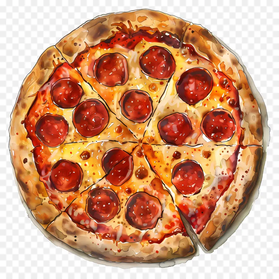 Pizza De Pepperoni，Pizza Entera PNG
