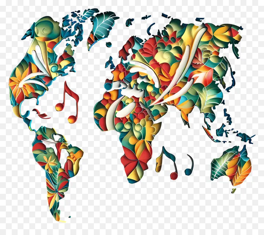 Día Mundial De La Música，Mapa Mundial Colorido PNG