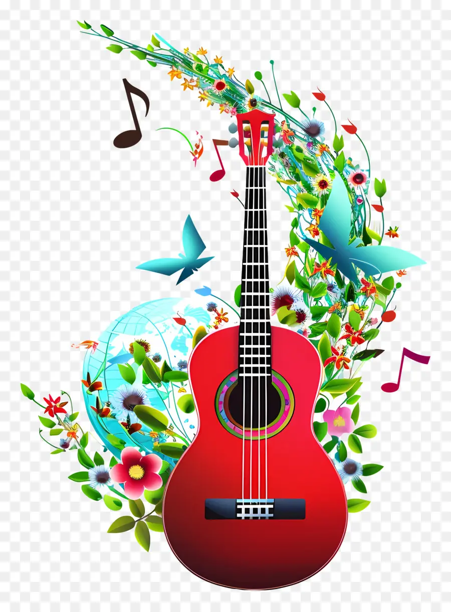 Mundo Día De La Música，Rojo Guitarra PNG