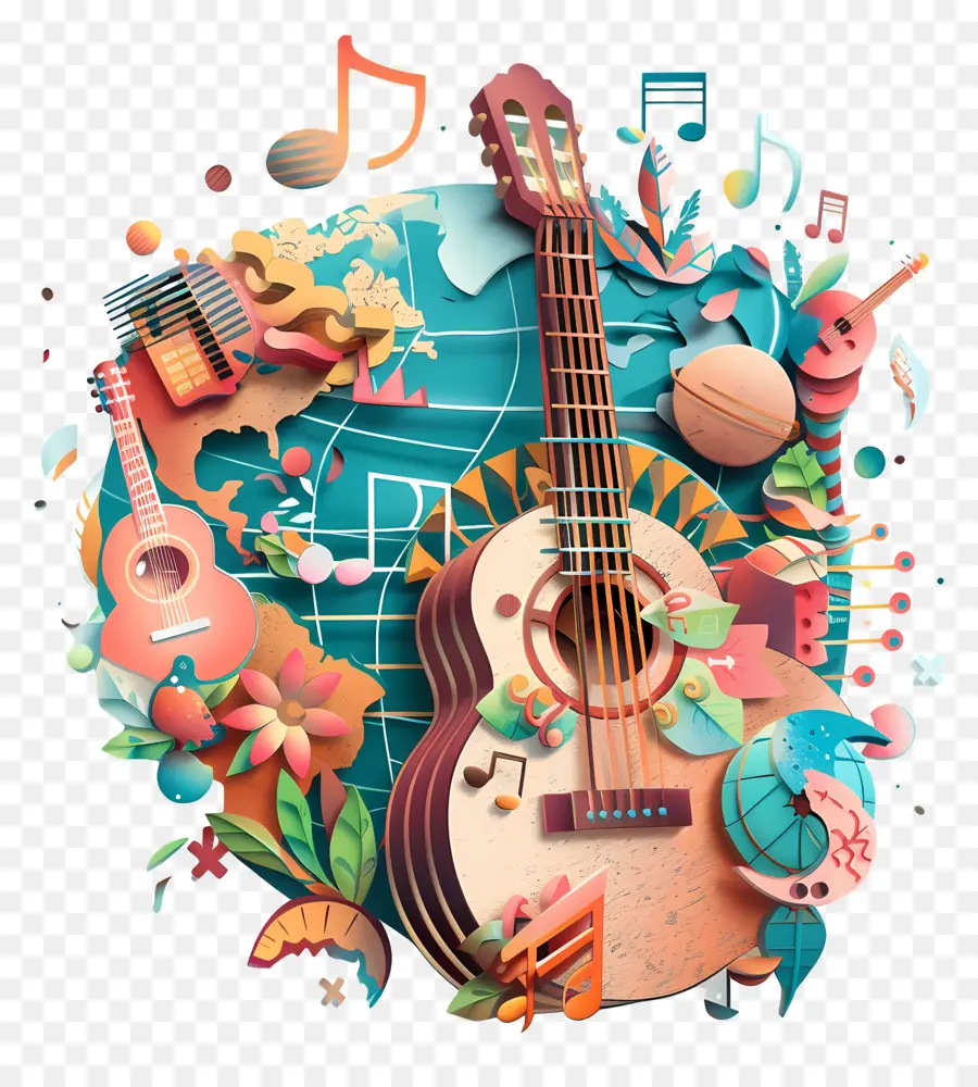 Mundo Día De La Música，Guitarra PNG