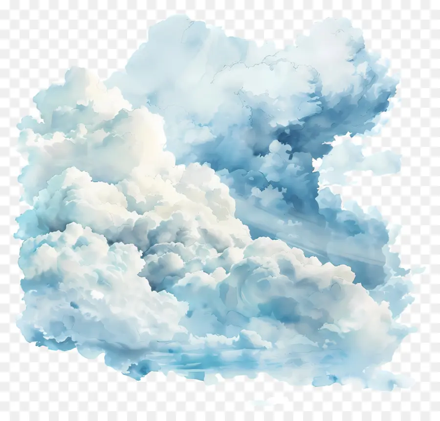 Nubes Blancas Esponjosas，Pintura A La Acuarela PNG
