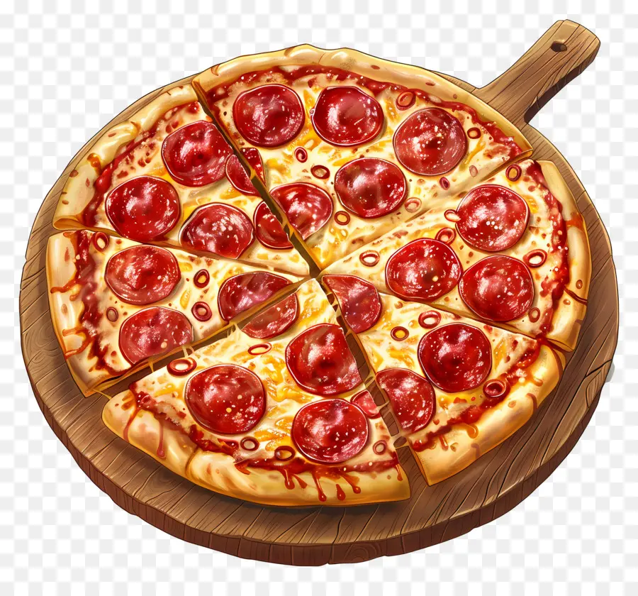 Pizza De Pepperoni，Pizza Entera PNG