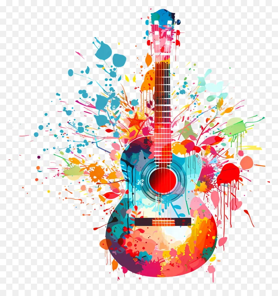 Día Mundial De La Música，Guitarra Colorida PNG