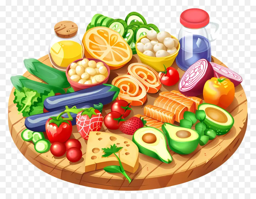 Comida Sana，Plato De Comida Colorido PNG